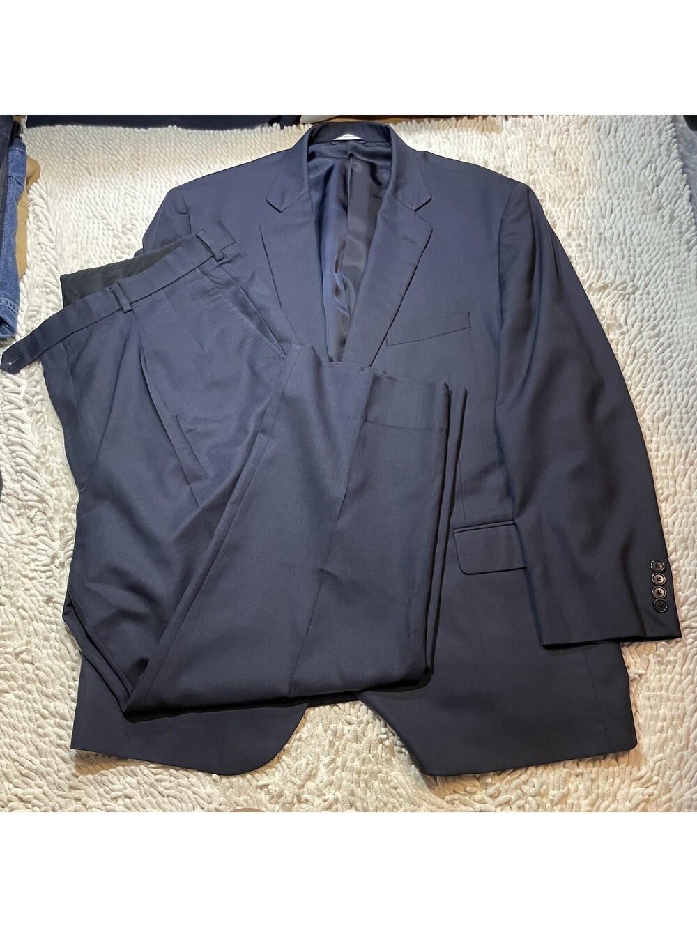 Brooks Brothers Italian Fabric Classic 2 Piece Suit Navy Blue 48R 42x27 *READ*